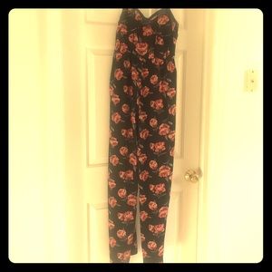 Black Floral Print Jumpsuit